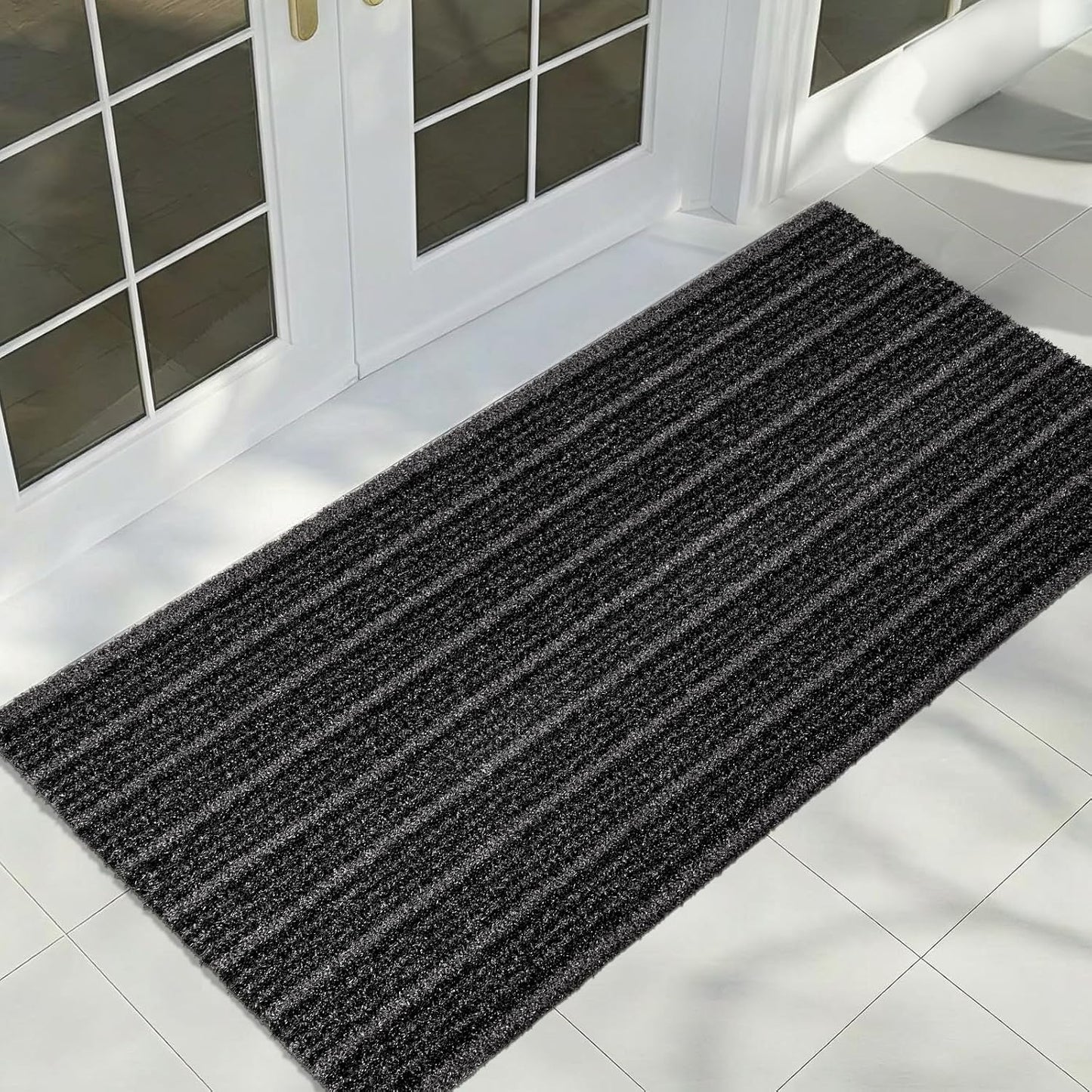 Outdoor Front Door Mat 32" x 48", Dirt Trapping Outside Entrance Rug, Non Slip Shoe Scraper, Heavy Duty Commercial Rug for Patio, Garage, Traffic Area, Office, Roll Packing