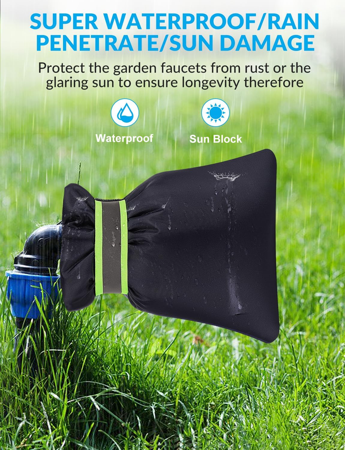 2Pack Outdoor Faucet Covers for Winter,8.3" H x 6.7" W Hose Bib Covers for Winter Freeze Protection, Outside Spigot Cover Insulated Waterproof Water Pipe Protector (Black-2Pack)