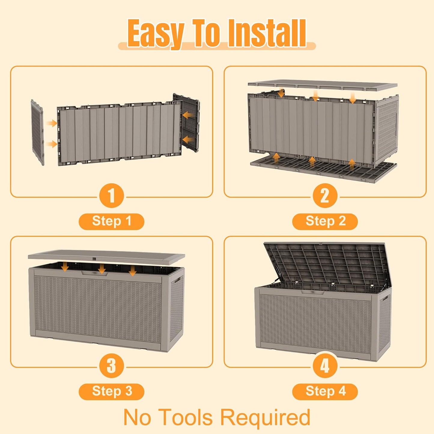 Outdoor Storage Box,38 Gallon Resin Deck Box,Waterproof & UV Resistant Lockable Package Delivery Bin,Toy Cabinet for Indoor & Outdoor