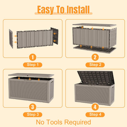 Outdoor Storage Box,38 Gallon Resin Deck Box,Waterproof & UV Resistant Lockable Package Delivery Bin,Toy Cabinet for Indoor & Outdoor