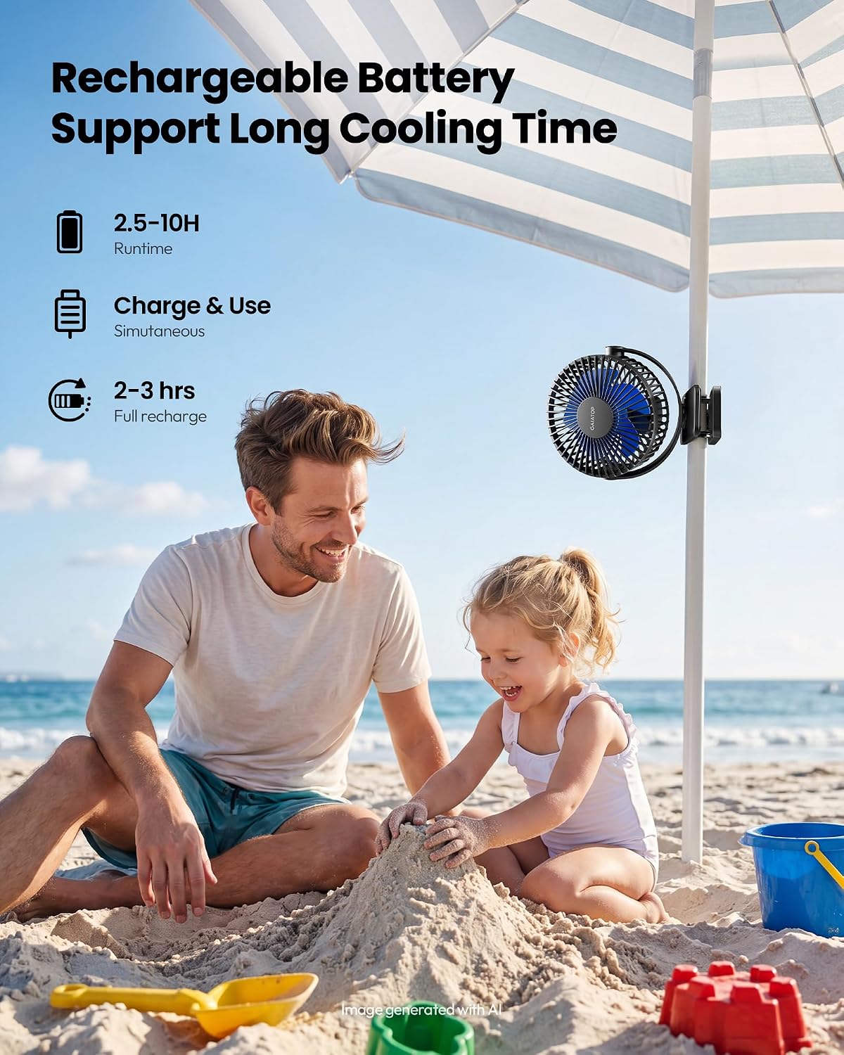 Gaiatop Portable Clip on Fan Battery Operated, Small Powerful 3 Speed Quiet 360° Rotate, USB Rechargeable Mini Personal Cooling Fan for Desk Table Home Office Stroller Camping Women Gifts Purple