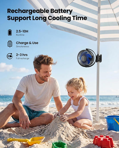 Gaiatop Portable Clip on Fan Battery Operated, Small Powerful 3 Speed Quiet 360° Rotate, USB Rechargeable Mini Personal Cooling Fan for Desk Table Home Office Stroller Camping Women Gifts Purple