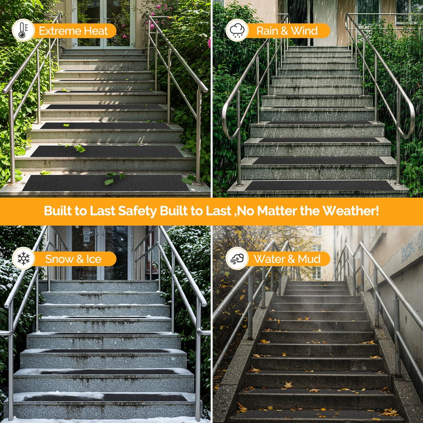 KOOTETA Stair Treads for Wooden Steps Indoor, 15 Pack 8" X 30" Non Slip Carpet Stair Treads with Reusable Adhesive for Kids Elders and Dogs, Surface Polyester TPR Backing Stair Runner Rugs, Dark Grey