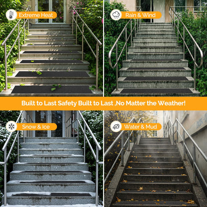 KOOTETA Stair Treads for Wooden Steps Indoor, 15 Pack 8" X 30" Non Slip Carpet Stair Treads with Reusable Adhesive for Kids Elders and Dogs, Surface Polyester TPR Backing Stair Runner Rugs, Dark Grey