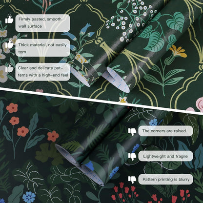 Dimoon 17.3''x78.7'' Vintage Peel and Stick Wallpaper Boho Beige Neutral Contact Paper White Floral Bird Wallpaper Removable Botanical Renter Friendly Modern Wall Paper Bedroom Bathroom Vinyl Roll