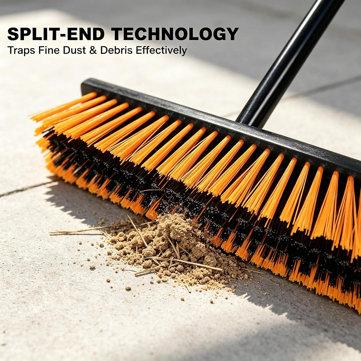 Push Broom, Outdoor Broom, Push Broom Outdoor for Garage, Deck (Orange) | 18‑inch stiff bristle head works as garage, shop & industrial broom for concrete, decks, patios. Ergonomic handle + hook