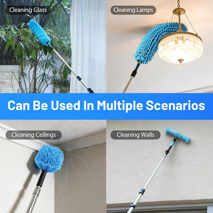 20ft High Reach Duster Kits for Cleaning (with 5-12ft Extension Pole)