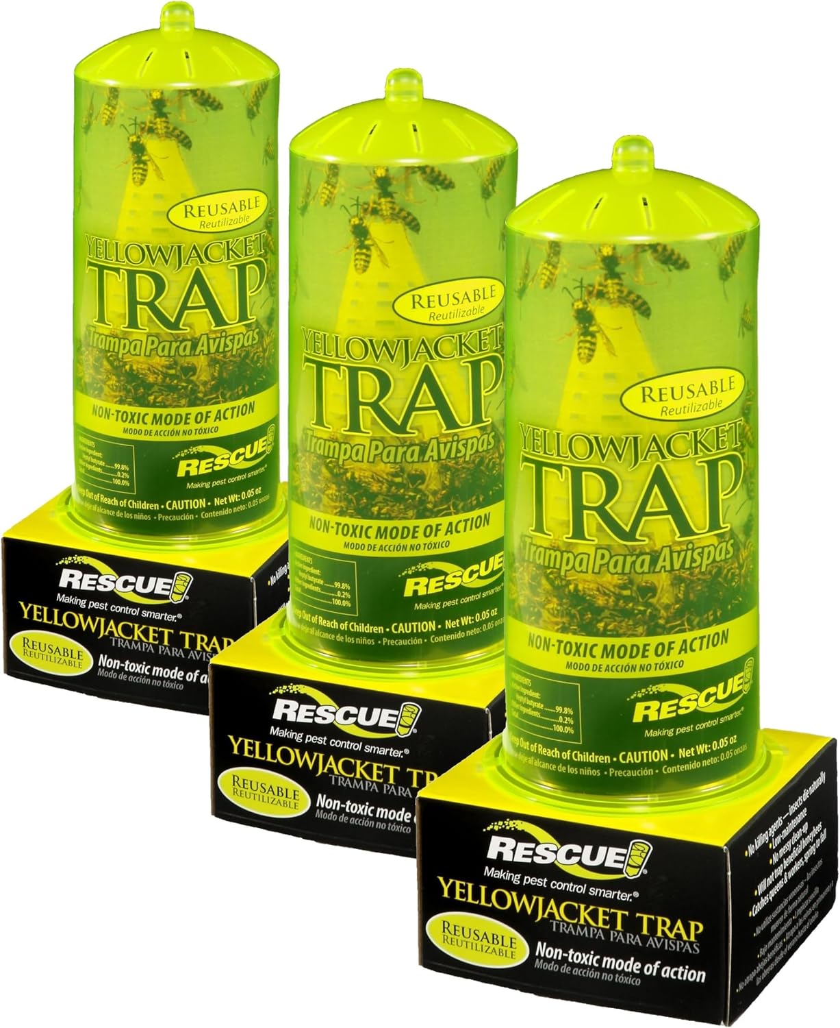 RESCUE! Reusable Yellowjacket Trap - 2 Pack + 2 Ten-Week Refills