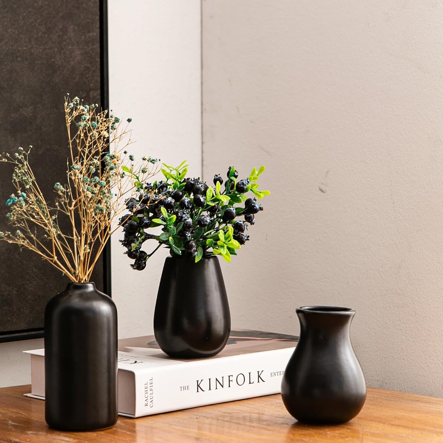 Small Ceramic Vase Set of 5, Modern White Vase, Bud Vase, Boho Decorative Vase for Fireplace, Entryway and Living Room, Centerpiece Table Decorations