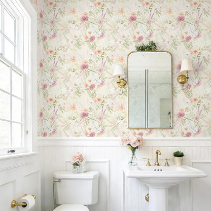 Dimoon 17.3''x78.7'' Peel and Stick Wallpaper Floral Cute Contact Paper Vintage Village Country Cottage Wallpaper Farmhouse Yellow Beige Renter Friendly Geometry Waterproof Embossed Kitchen Bedroom