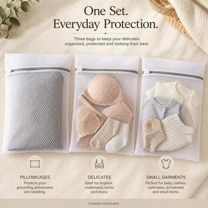 GroundLuxe Mesh Laundry Bags for Delicates, 3 Pack, 12 x 16 Inch