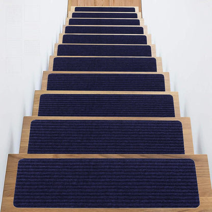 Stair Treads Non-Slip 16 Pack 8"x30" - Carpet Stair Runner for Indoor Wooden Steps with TPE Backing & Anti-Skid Surface, Reusable Adhesive Safety Rug for Kids/Elder/Pet-Friendly - Brown