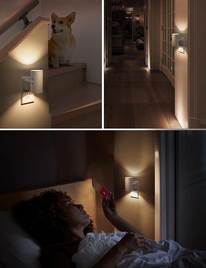 L LOHAS LED Night Light Plug in, Night Lights Plug into Wall, Light Sensor, 0-100LM Soft White 3000K, Dimmable Night Light, Modern Nightlight for Kids Bathroom Hallway Bedroom Kitchen Stairway, 2 Pack