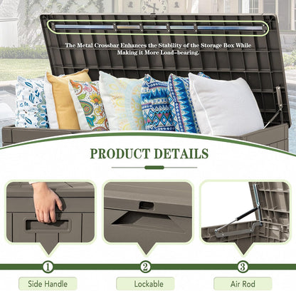 Greesum Outdoor Storage Box 31 Gallon Storage Box with Lid for Patio Furniture, Garden Tools, Pool Supplies, Waterproof and UV Resistant, Lockable, Dark Black