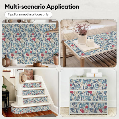 17"x118" Peel and Stick Wallpaper for Renter Friendly, Removable Wallpaper Peel and Stick, Self-Adhesive Textured Contact Paper for Walls, Cabinets, Countertops(Morning Song of Flowers)
