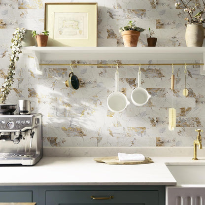 Vamos Tile 100-Piece Glossy Dolomite White Peel and Stick Backsplash Tile,3''x6'' PVC Subway Tile with White Grout, Stick on Backsplash for Kitchen/Bathroom/Fireplace
