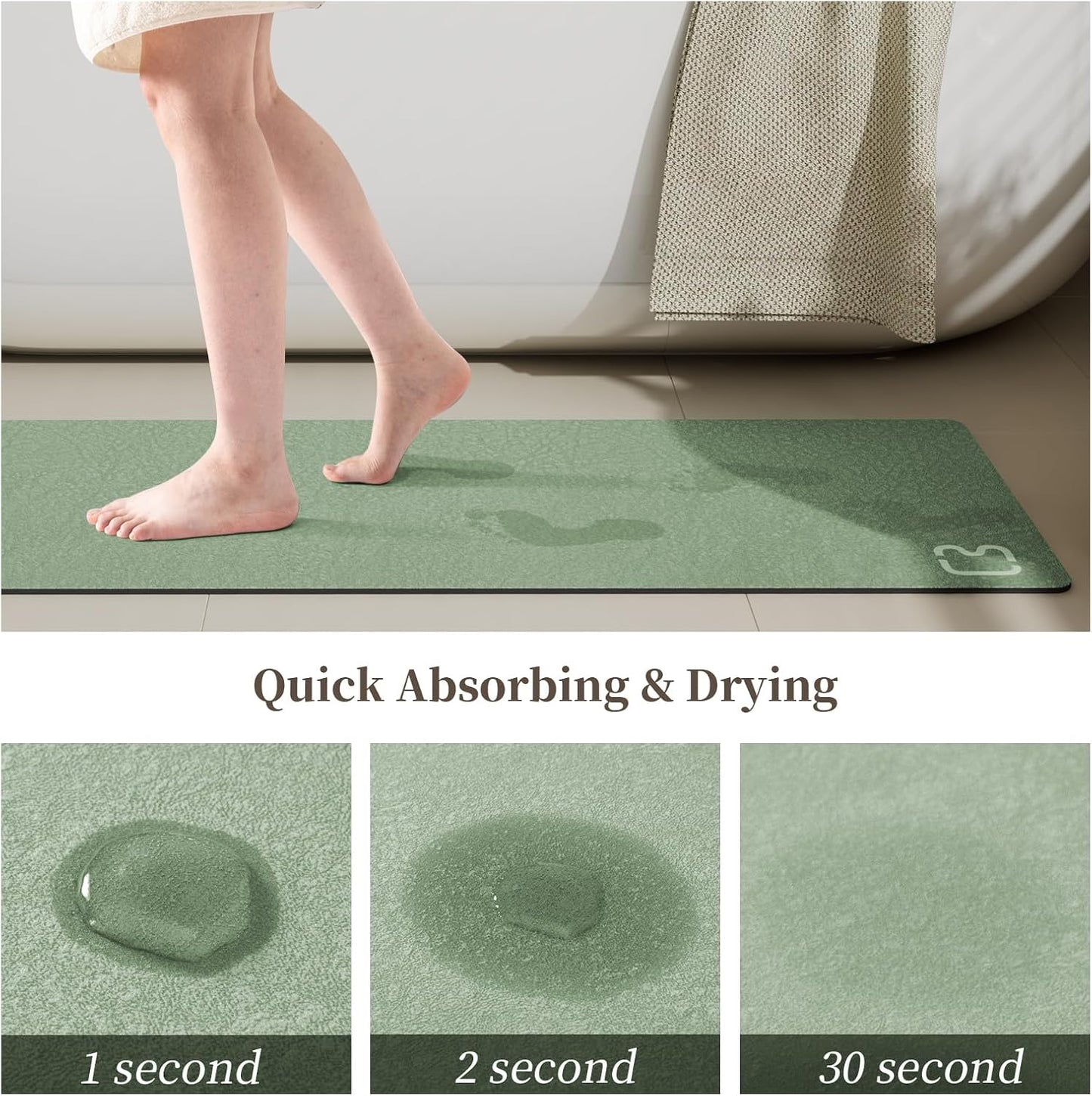 Diatomaceous Earth Bath Mat Rugs Super Absorbent Diatomite Stone Bath Mat Non Slip Quick Dry Thin Bathroom Mat Fit Under Door, Floor Rugs in Front of Bathtub, Shower Room, Sink,15.7"x23.6", Grey