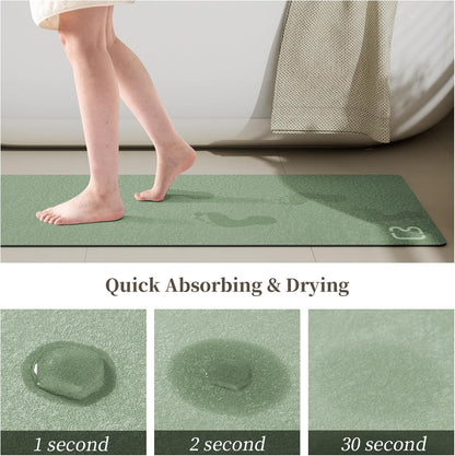 Diatomaceous Earth Bath Mat Rugs Super Absorbent Diatomite Stone Bath Mat Non Slip Quick Dry Thin Bathroom Mat Fit Under Door, Floor Rugs in Front of Bathtub, Shower Room, Sink,15.7"x23.6", Grey