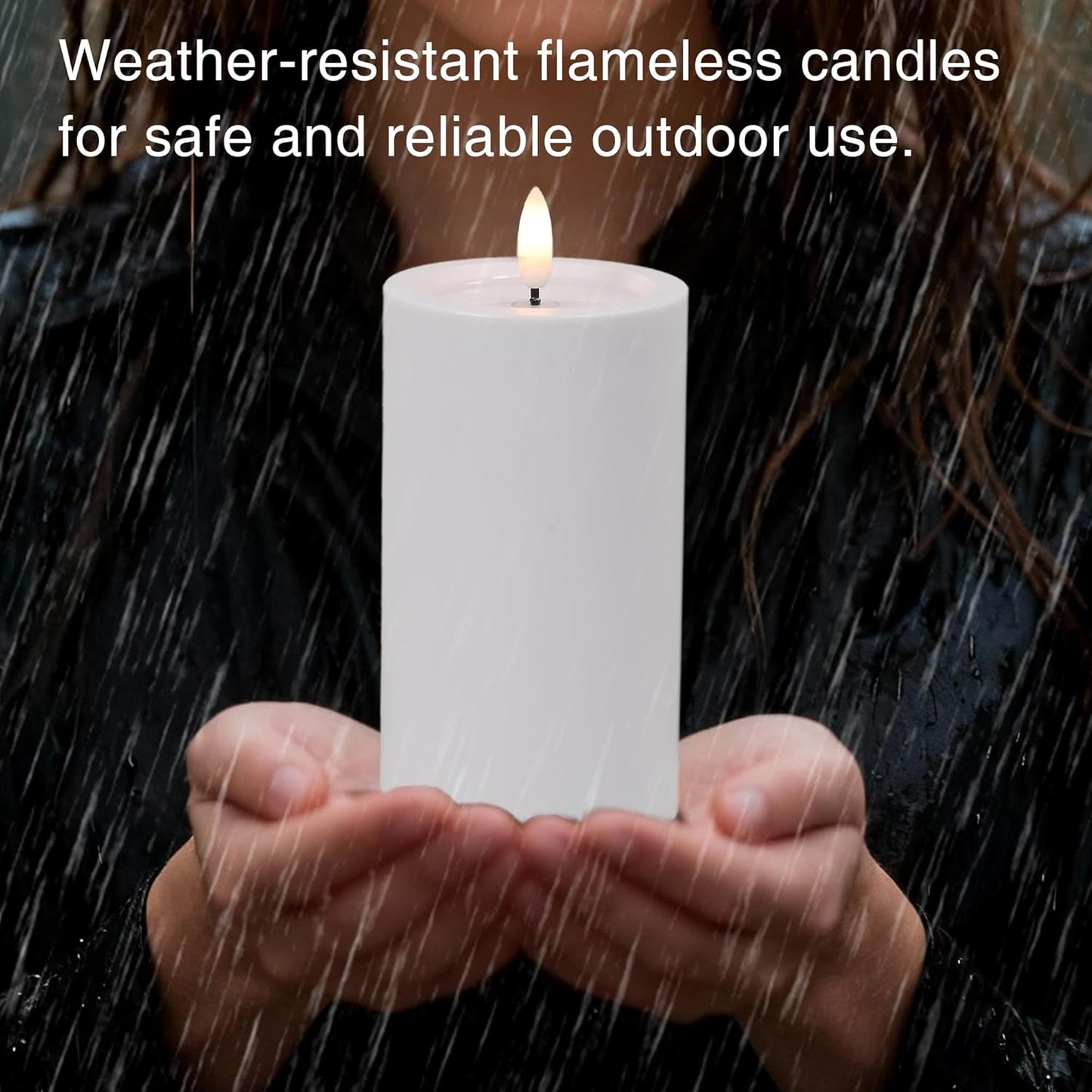 LUSHARBOR Outdoor Flameless Candles, Set of 3 Battery Operated Pillar Candles with Remote & Timer, 3" x4" 5" 6" Waterproof Plastic LED Candles for Patio Porch Garden Yard Candle Lantern Ivory