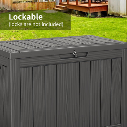 230 Gallon Large Outdoor Storage Box Waterproof, UV Resistant Resin Deck Box with Hydraulic Rod & Lockable Latch for Patio Furniture, Outside Storage Box for Garden Tools, Patio Cushions, Black