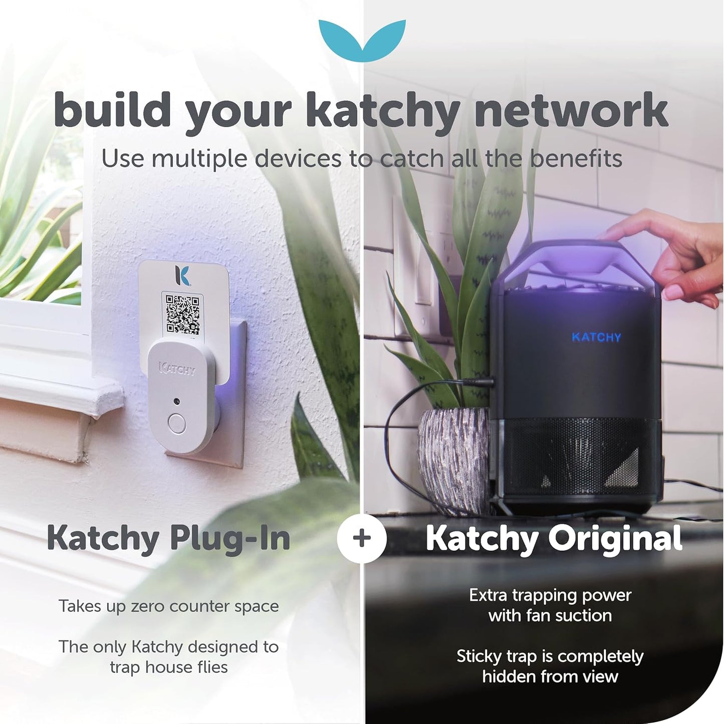 Katchy Flying Insect Trap Indoor – Catcher & Killer for Mosquito, Fruit Fly, Gnat & Small Moth – Non-Zapper with Suction & Blue Light – Ideal for Indoor Spaces, Kitchen & Plants (Original, Black)