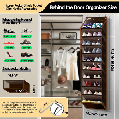 Kotkn 35 Compartment Over The Door Storage - Breathable Mesh Hanging Organizer with Large Pockets, Space Saving Design for Men & Women's Footwear, Closet, Bedroom （White）