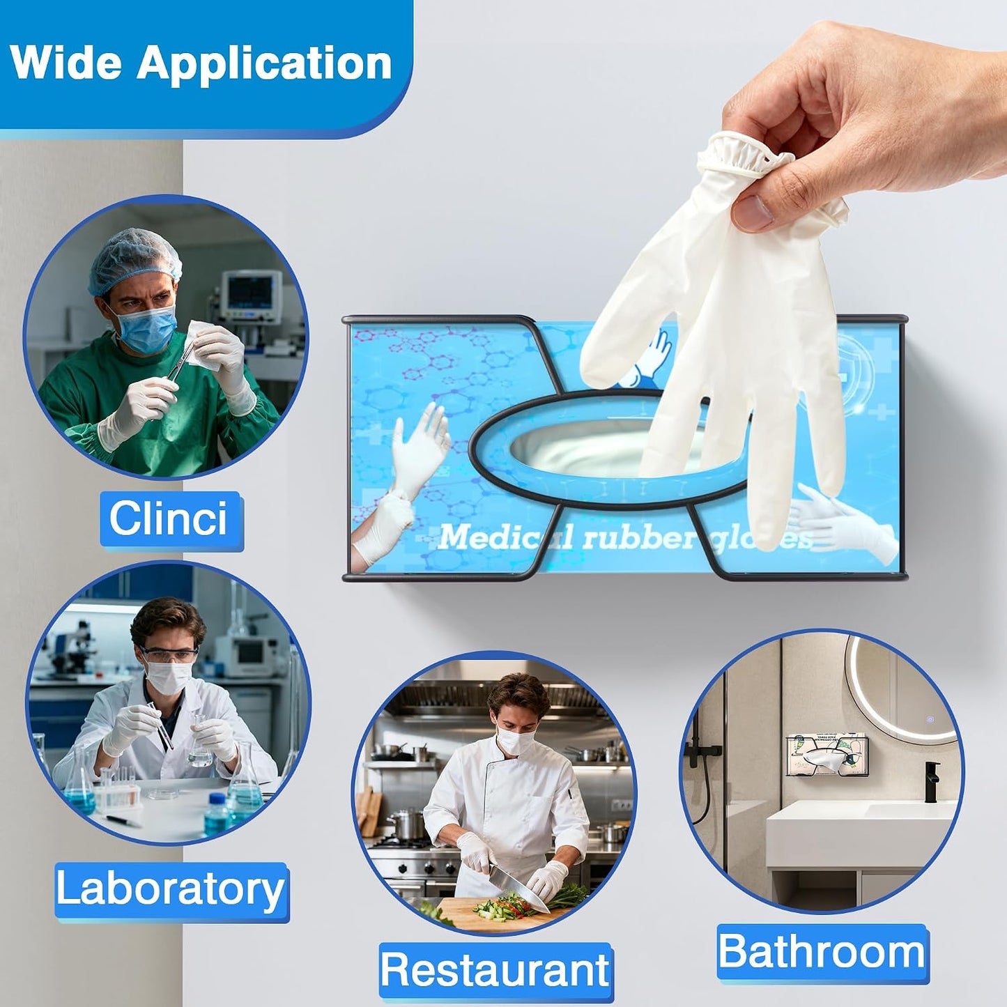 Alyoen Magnetic Glove Box Holder Wall Mount, Disposable Glove Dispenser, Rubber Latex Tissue Box Organizer for Tool Garage Workshop Kitchen