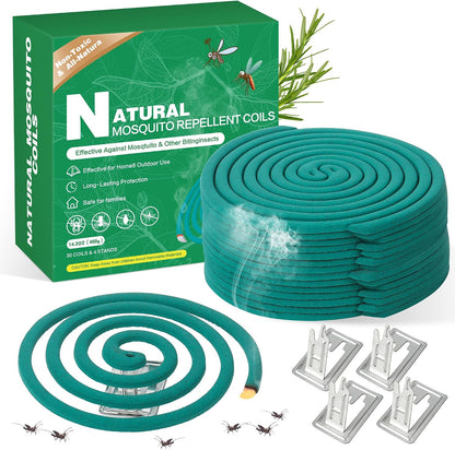 30Pack Mosquito Repellent Coils - Mosquito Repellent Outdoor Patio with 5-7 Hour Protection Covers 12ft, Mosquito Bits Safe & Effective for Yard, Patio, Camping, Garden, Deck & BBQ Areas