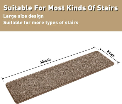 PURE ERA Carpet Stair Treads Tape Free Non Slip Indoor Stair Carpet Stair Protectors Pet-Friendly Non-Slip Skid Resistant Washable Reusable 8" x 30"(2 Pieces,Black)