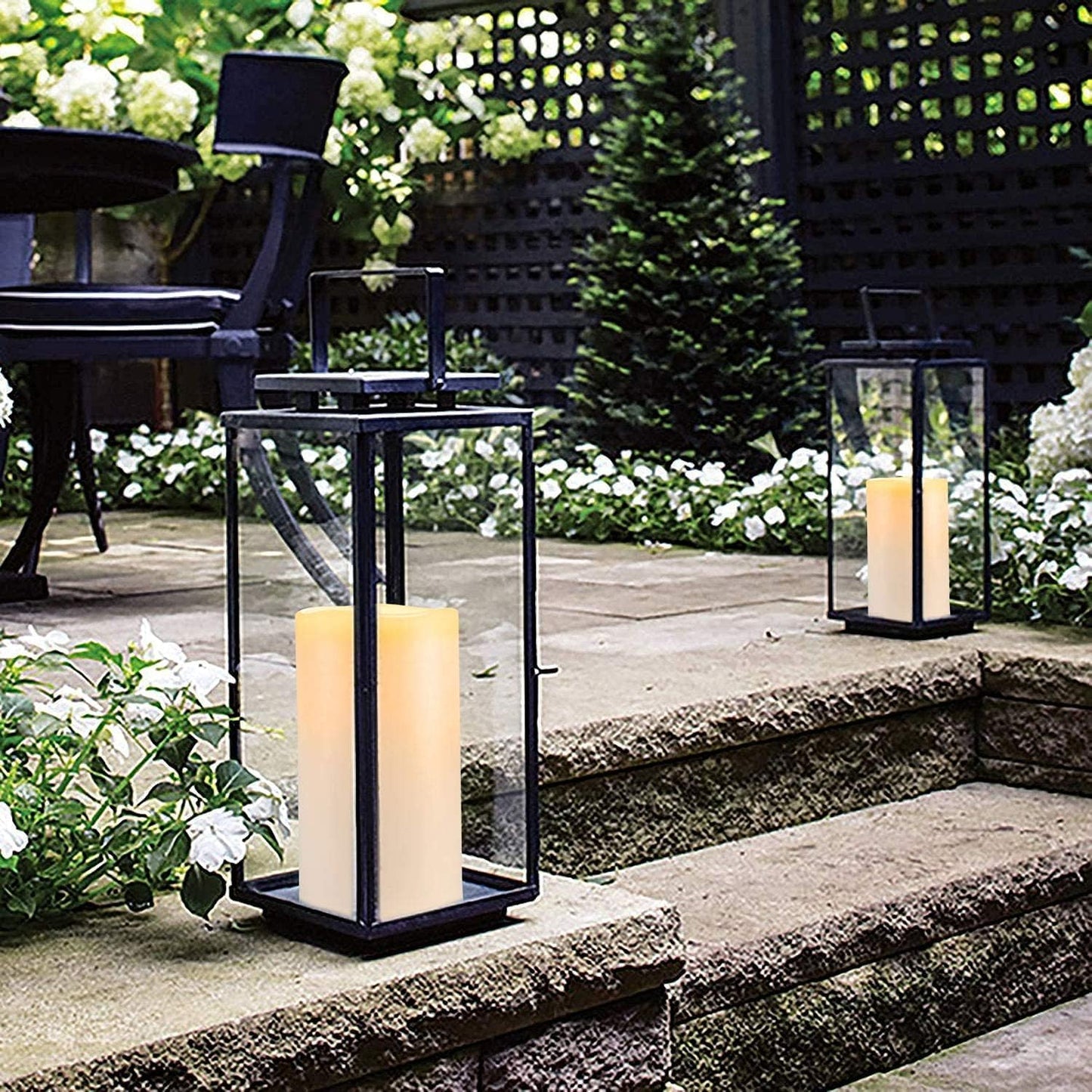 Homemory 6" 8" 10" x 4" Waterproof Outdoor Flameless Candles, Battery Operated Flickering LED Pillar Candles with Remote and Timers for Indoor, Plastic, Ivory White