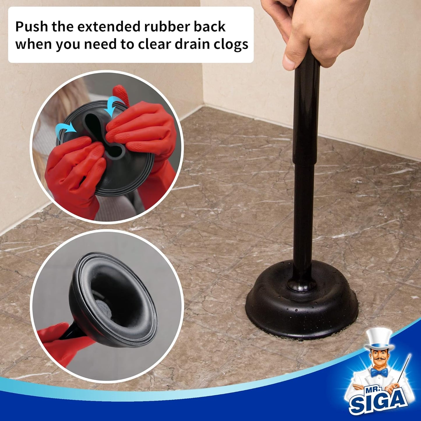 MR.SIGA Toilet Plunger with Holder, Heavy Duty Toilet Plunger and Holder Combo for Bathroom Cleaning, White