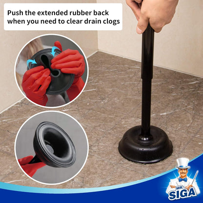 MR.SIGA Toilet Plunger with Holder, Heavy Duty Toilet Plunger and Holder Combo for Bathroom Cleaning, White