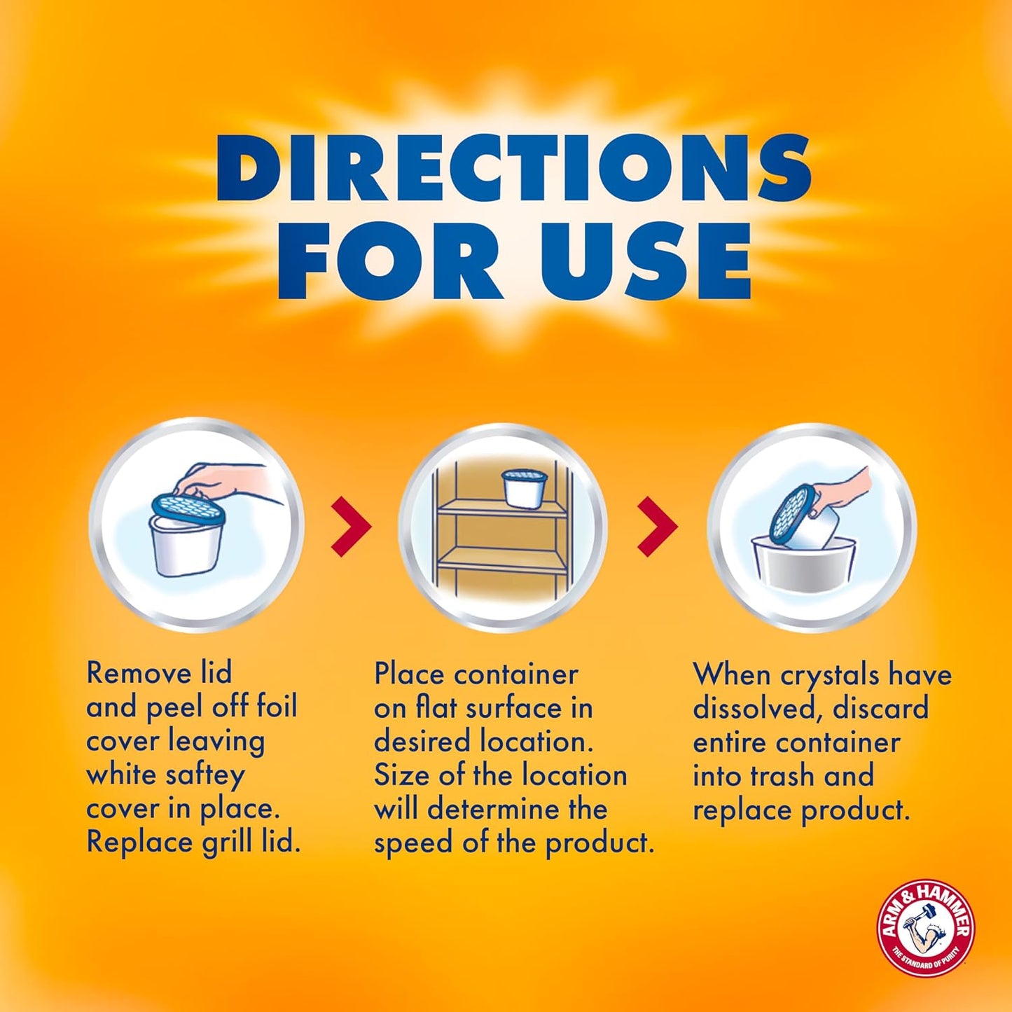 Arm & Hammer Essentials Disposable Moisture Absorber and Odor Eliminator Tub, Fragrance Free, 1 lb., Attracts and Traps Excess Moisture, Ideal Closet Dehumidifier (Pack of 3)
