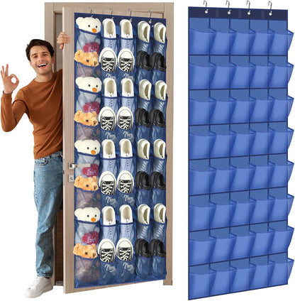 Windyun 40 Over The Door Shoe Organizer, Large Mesh Pocket Hanging Shoe Rack Hanger Large Capacity Gray Behind The Door Storage Holder for Dorm College Closet Entryway Bedroom Utility Room Women Men