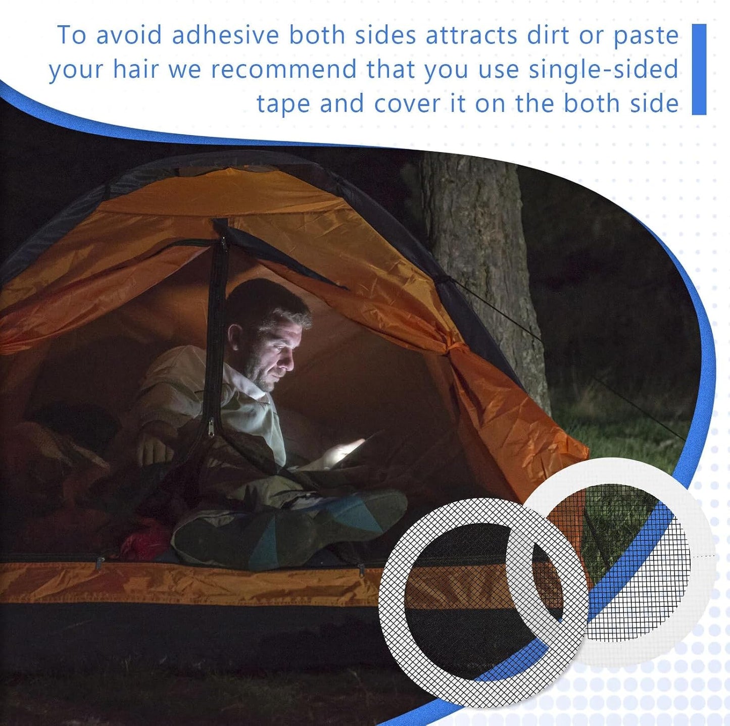 Tent Repair Patches, 3 Inches Tape Tent Mesh Patches Kit Outdoor Patch Portable Screen Tape Mesh Repair Black Kit Round Screen for Camping Hiking Supplies(20 Pcs)