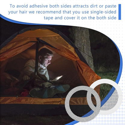 Tent Repair Patches, 3 Inches Tape Tent Mesh Patches Kit Outdoor Patch Portable Screen Tape Mesh Repair Black Kit Round Screen for Camping Hiking Supplies(20 Pcs)