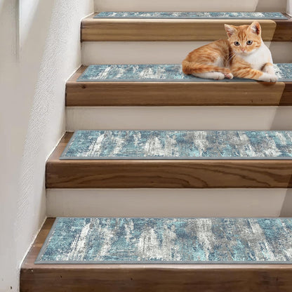 sarben Non Slip Stair Treads for Wooden Steps 15PCS - 8"x30" Indoor Safety Carpet, Edging Mats with TPE Adhesive Backing, Pet and Elderly Friendly Stair Rugs (Taupe) - Colors B