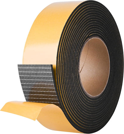 Kikerike Self Adhesive Foam Tape Weatherstrip 1/2In x 1/4In x 16.5Ft High Density Foam Insulation Strips Seal Weather Stripping with Strong Adhesive for Door and Window Sound Isolation Soundproofing