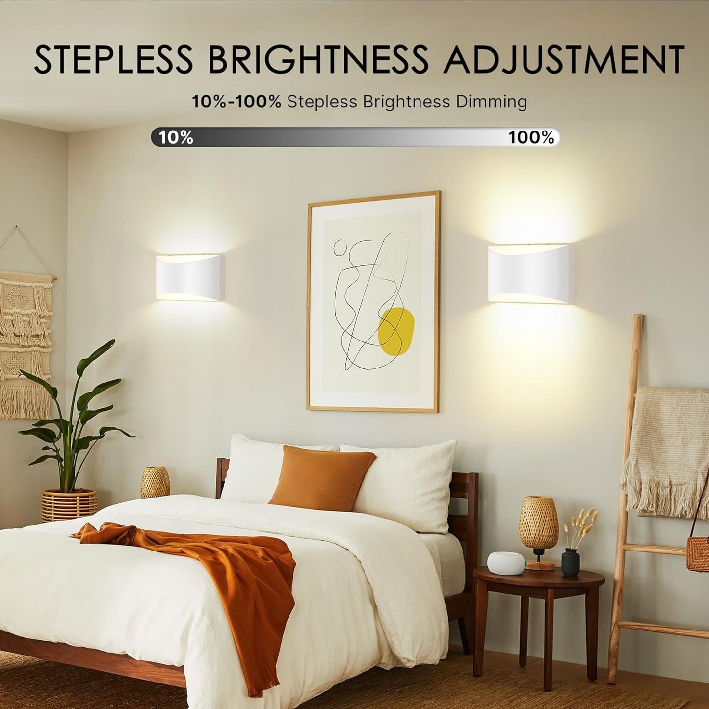 FOLKSMATE Battery Operated Wall Sconces Set of 2, 8000mAh Rechargeable Remote & Touch Control Wall Lamps, 3 Color Temperatures, Timer Dimmable Light for Bedroom, Living Room, Hallway