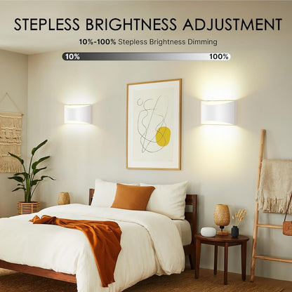 FOLKSMATE Battery Operated Wall Sconces Set of 2, 8000mAh Rechargeable Remote & Touch Control Wall Lamps, 3 Color Temperatures, Timer Dimmable Light for Bedroom, Living Room, Hallway