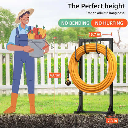 Garden Hose Holder Reel, Upgraded Metal Hose Reels Holds 150ft Hose, Heavy Duty Freestanding Water Hose Holders, Detachable Hose Storage Hanger for Outside - Fan-Shaped