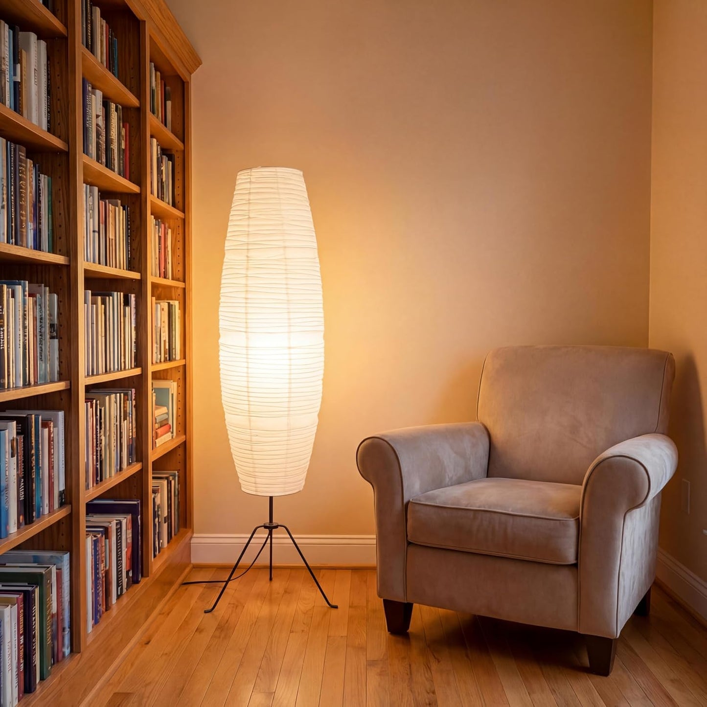 Toyvian Lamp Shade: Foldable White Paper Floor Lampshade for Standing Floor Lamp Replacement, Soft Light Diffuser for Bedroom Living Room Decor, Easy Install (43.31"W x 7.87"H)
