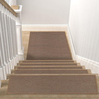 15Pcs Stair Treads for Wooden Steps With Self Adhesive, 8"x30" Non Slip Stair Runners-Peel & Stick Indoor Stair Carpet Runner, Resistant Runner for Kids, Elders and Pets, Black