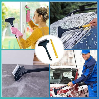 2-in-1 Window Screen Cleaning Brush Value Set, Window Screen Cleaner Tool with Squeegee, Double Sided Wet & Dry Dual Use, Screen Cleaner Brush for Patio, Door, Porch Screens (3pcs)