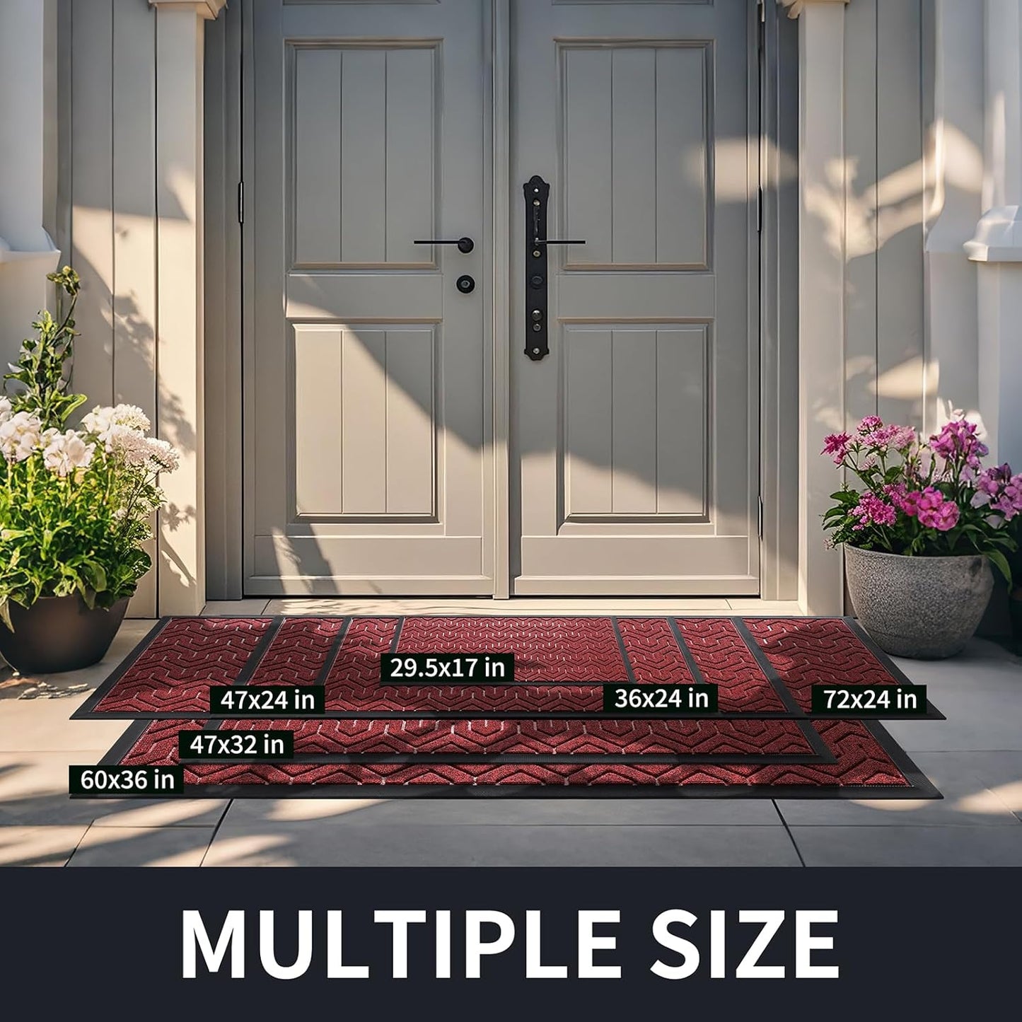 Yimobra Front Door Mat Outside Entrance 29.5x17, Waterproof Heavy Duty Outdoor Mats for Front Door, Non Slip Rubber Entry Mat for Garage Patio Indoor, Grey