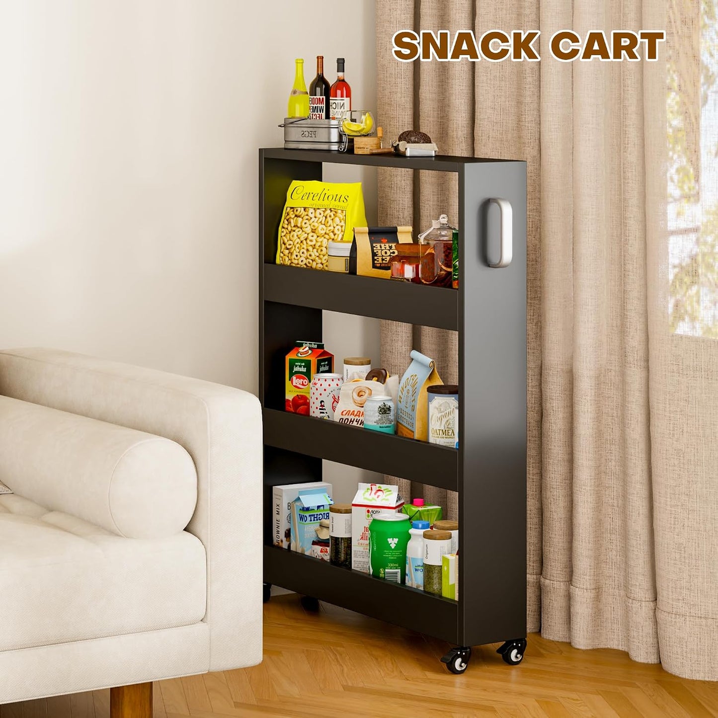 Slim Storage Cart, Lightweight 6 Tier Metal Rolling Utility Kitchen Cart on Wheels, Mobile Storage Shelving Unit Organizer for Bathroom Laundry Office Narrow Places (White, 6" D)