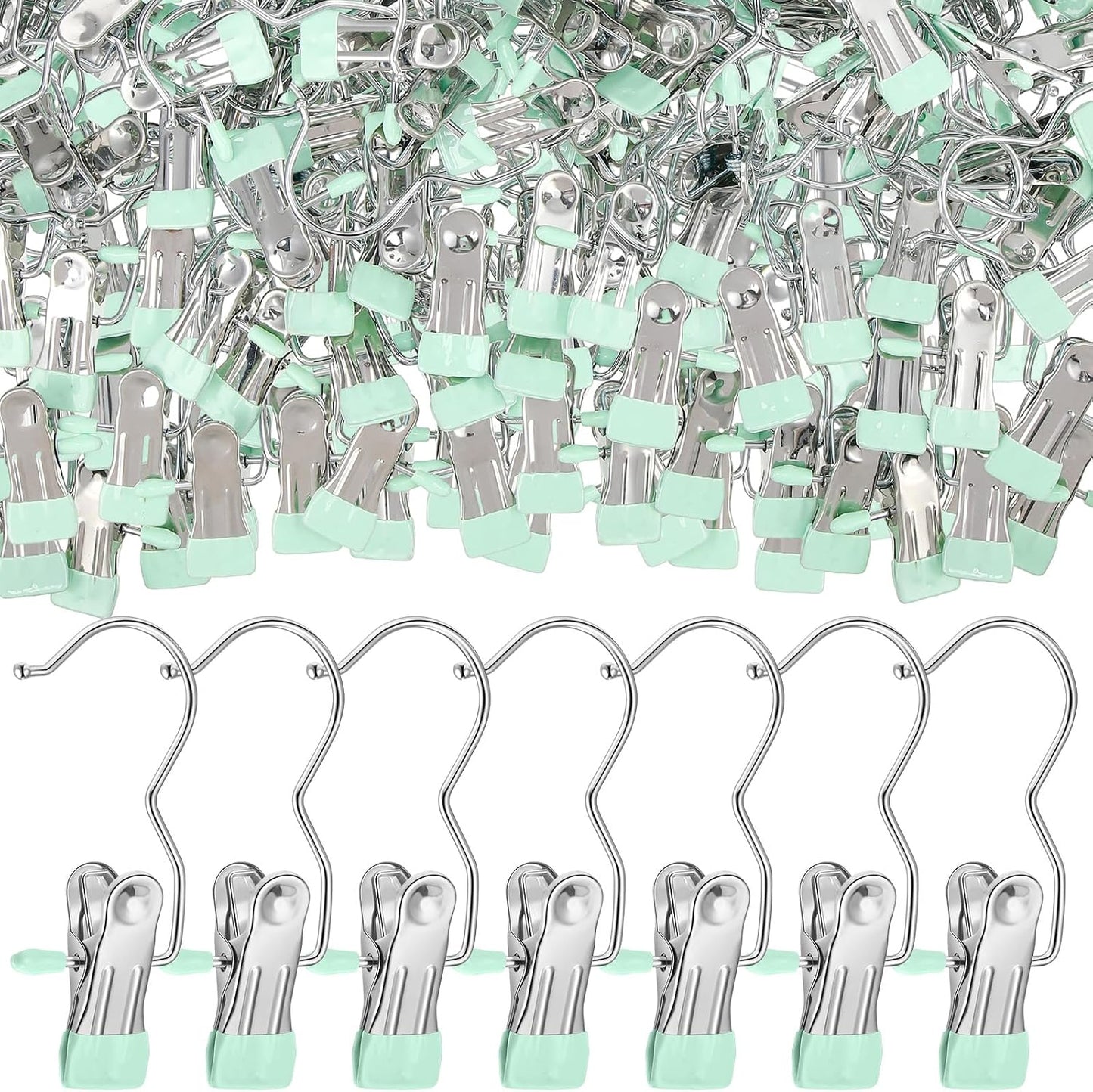 Yinder 150 Pcs Boot Hangers Clips Laundry Hooks Hanging Stainless Steel Clothes Pins Portable Clip Hangers for Closet Travel Socks Pants Handbags Hats Towels (Beige)