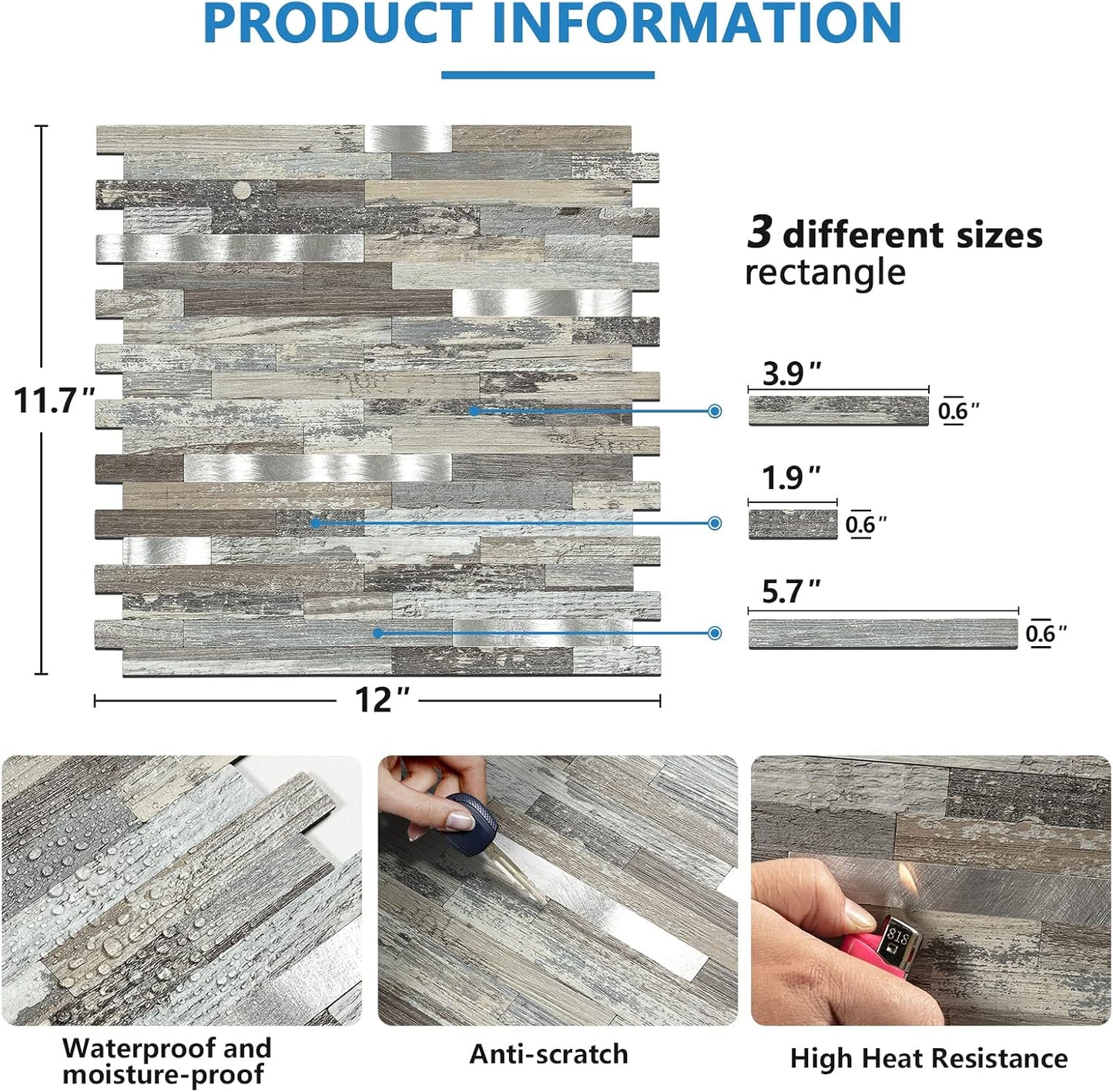 Midcard 10 Sheets Peel and Stick Backsplash PVC Wall Tile,for Kitchen Backsplash