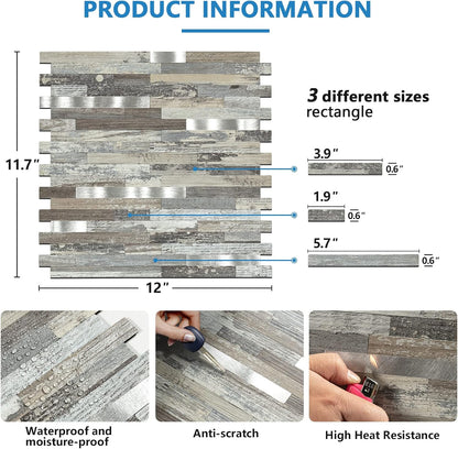 Midcard 10 Sheets Peel and Stick Backsplash PVC Wall Tile,for Kitchen Backsplash