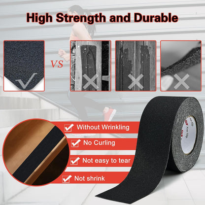 S&X Premium Outdoor Anti-Slip Tape - 4" x 60' Black Non-Slip Traction for Stairs, Ramps, Walkways, Boats, Weatherproof, High Traction, Long-Lasting Safety Solution